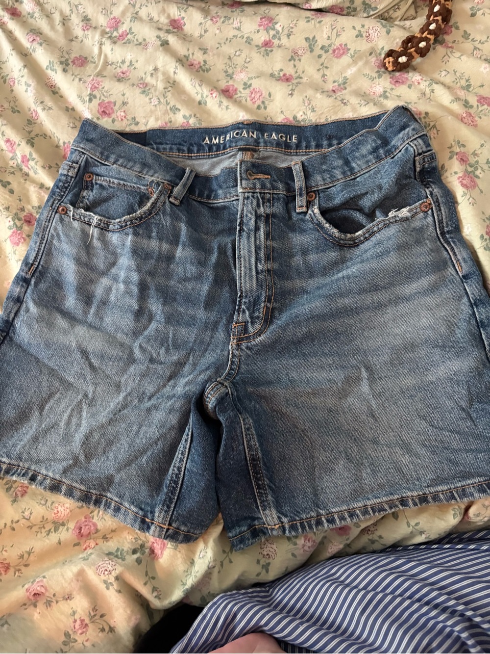 American Eagle Outfitters Distressed Blue Denim Jean Shorts